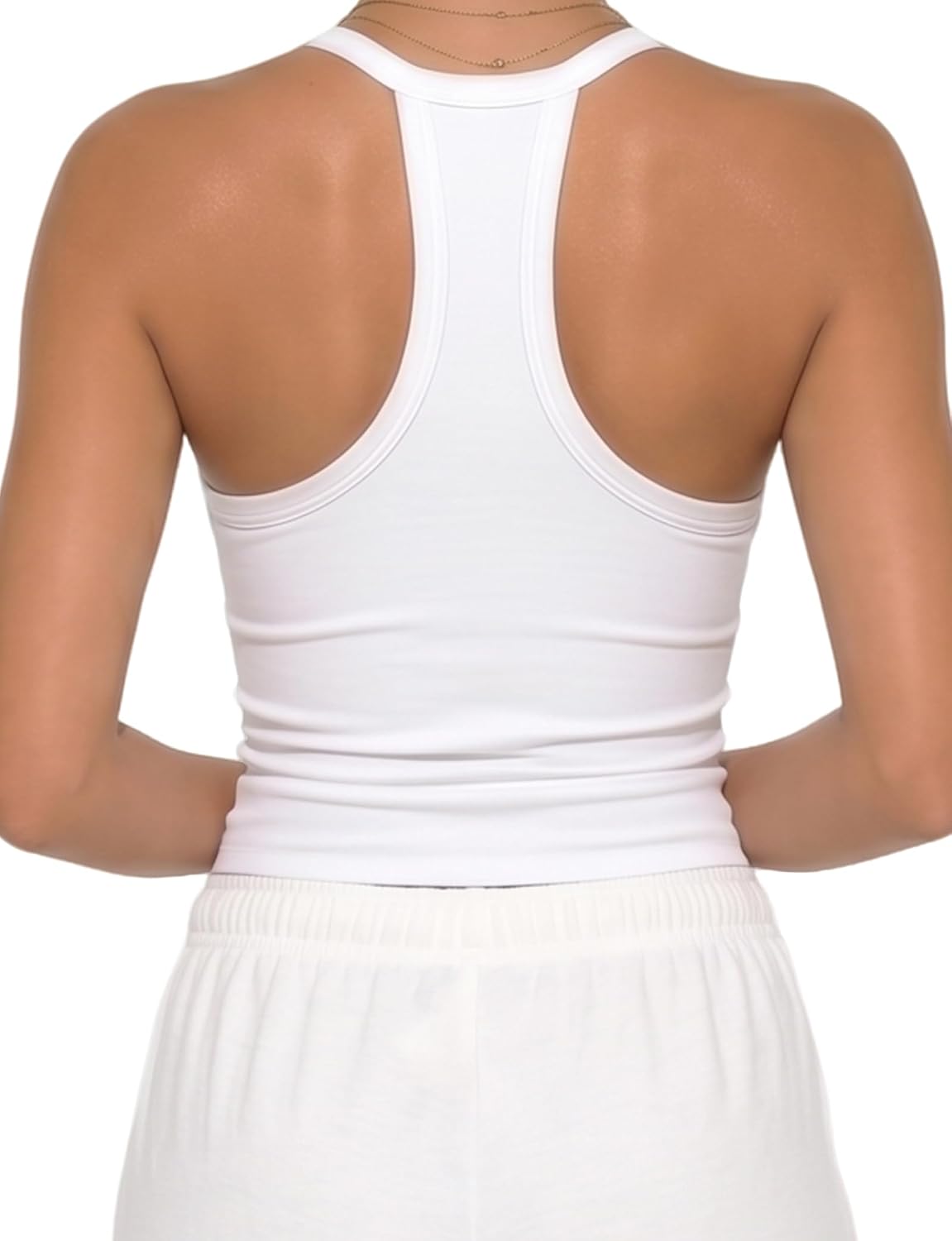 AURUZA Womens Racerback V Neck Ribbed Tank Tops Long Length Slim Fitted Soft Stretch Sleeveless Camisole