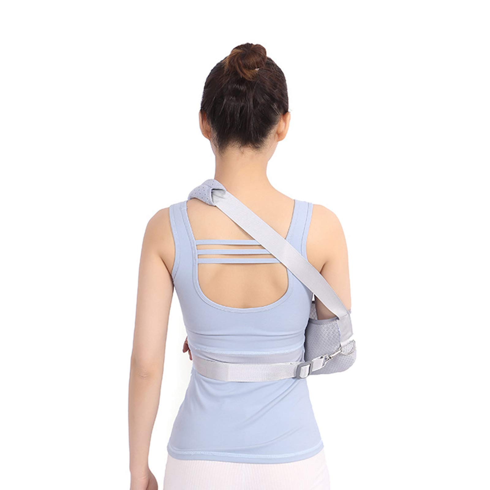 Cabestrillo para brazo con diseño ergonómico, correa dividida y pretina con soporte de placa de ABS para codo de brazo fracturado roto, correa de hombro ajustable, universal para brazos izqu