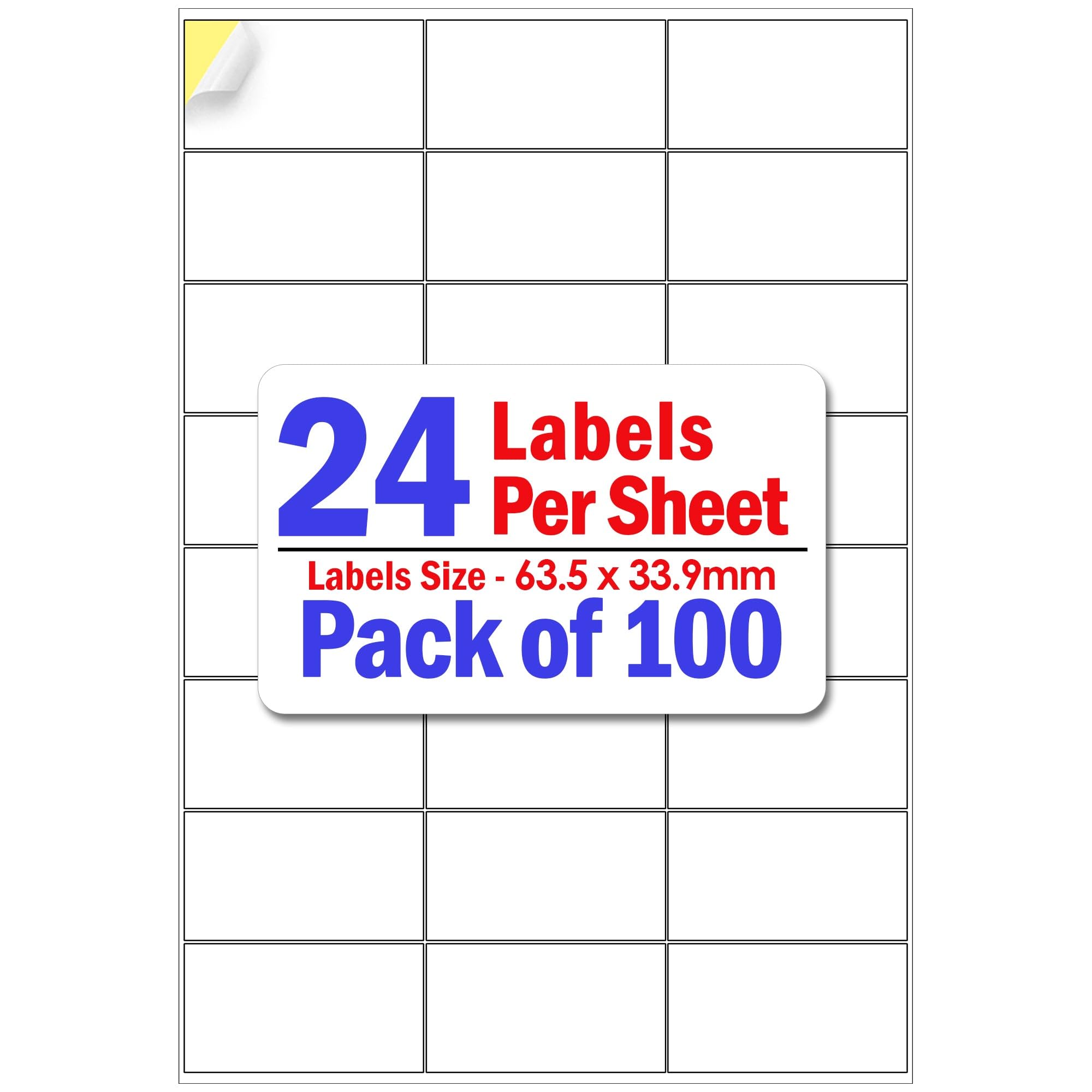 YUNJU 24 Address Labels Per A4 Sheet, 100 Sheets 2400 Addresss Label, Self Adhesive Mailing Printer Shipping Label for Inkjet and Laser Printers, Printable Sticky Sheet Sticker