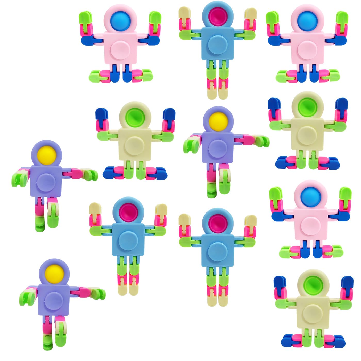 12 Pcs Fidget Spinners for Kids,Transformable Mini Fidget Sensory Spinner Toys Party Bag Fillers for Kids Teens,Chain Robot Finger Top Spinning Toy Stress Relief for Kid Adult,Colour Random