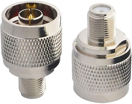 N to F Coax Connector N Male to F Female RF Coaxial Adapter N TypePlug to F TypeJack for Antenna/Analyzer/Router/Booster Systems Pack of 2
