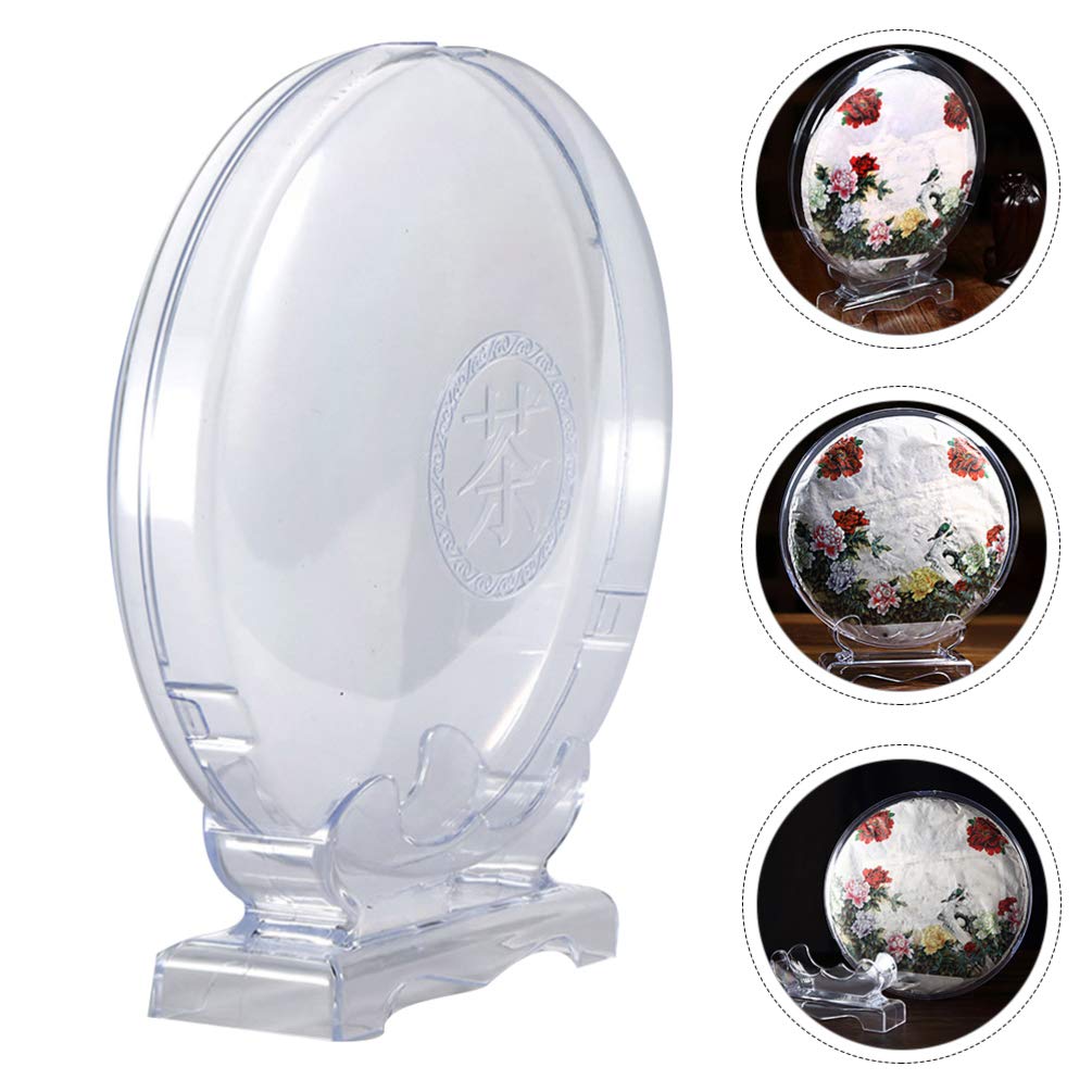 Hemoton Clear Puerh Tea Cake Storage Box Canister Gong Fu Puer Tea Saucer Storage Holder Chinese Display Stands Tea Cake Holder Stand