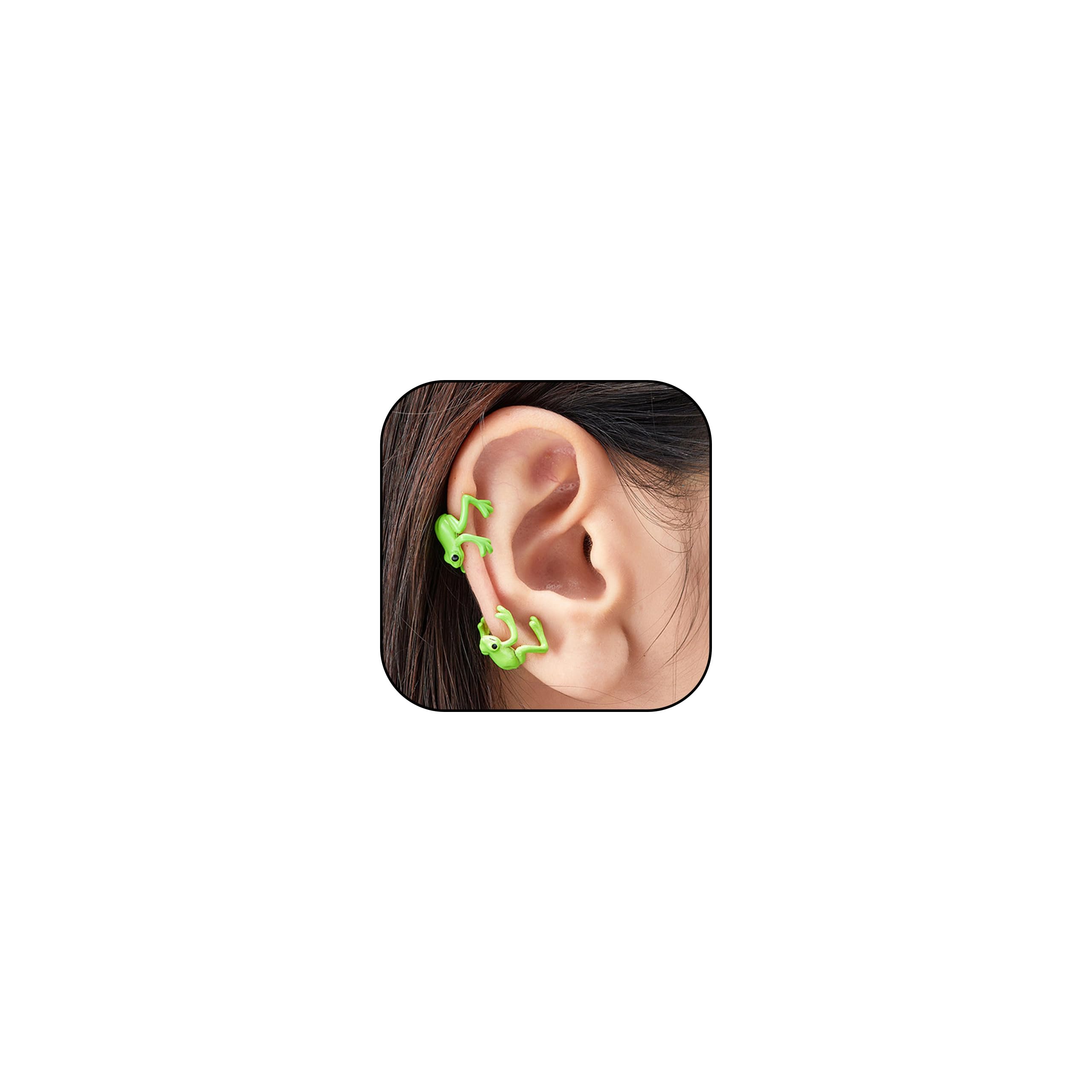 Frog Earrings for Women Trendy Green Frog Ear Cuffs Non Pierced 3D Animal Earrings Cool Fun Frog Jewelry Gifts-image-16