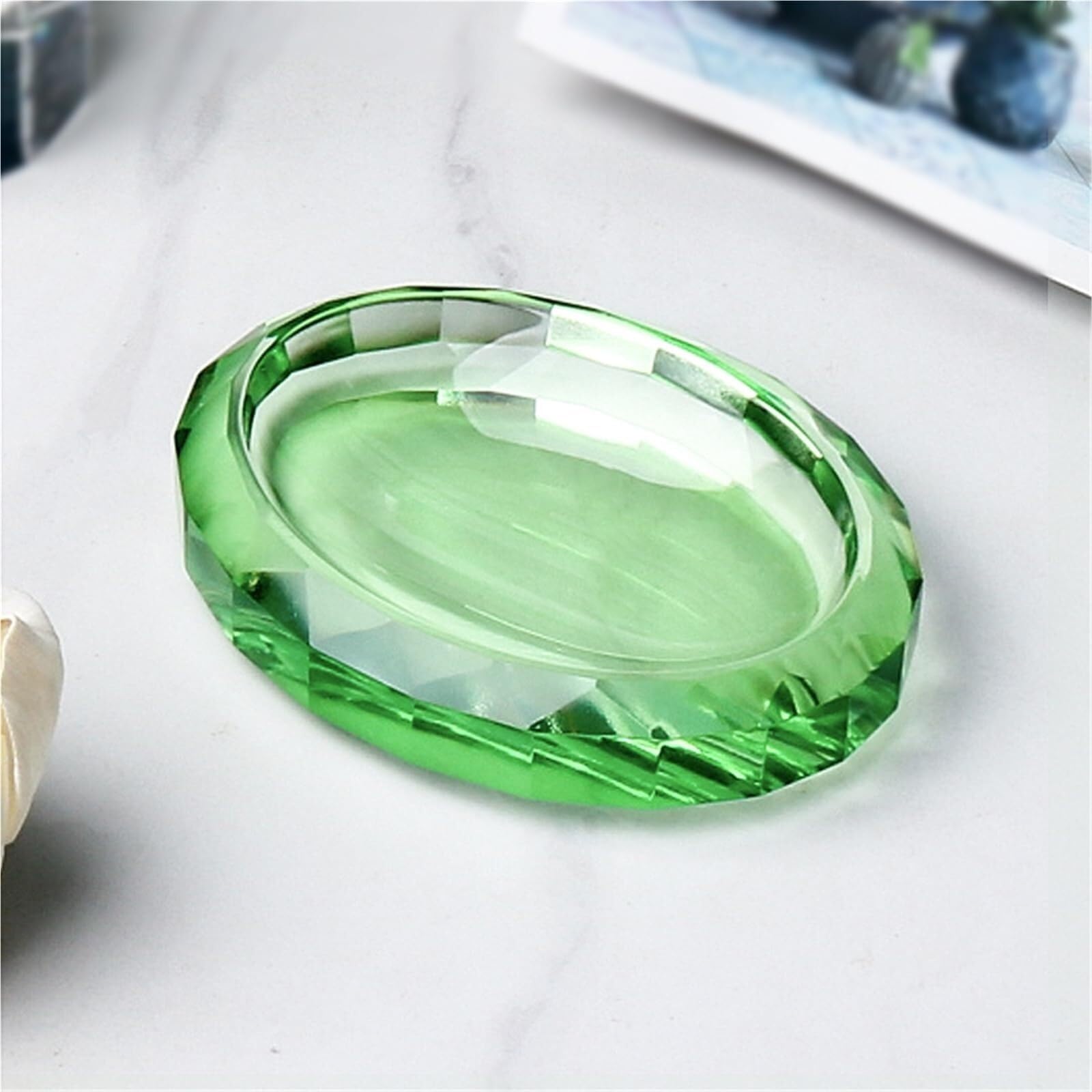 Qyleee Green1 Holder For Shower Crystal Glass Soap Dish And Holder For Home, Hotel Bathroom Stand For Kitchen(Green1)