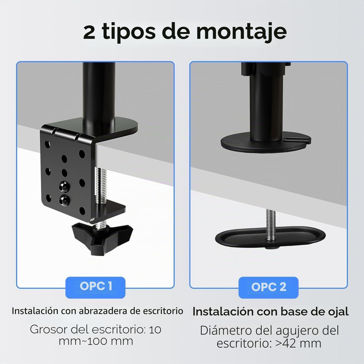 suptek Soporte 2 en 1 de Monitor y Portátil: Brazo Articulado para Pantallas 13-27" y Laptop hasta 15.6", Bandeja Ventilada, Carga 10kg, Altura Ajustable y Giro 360° (MD6421TP004)