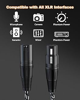 XLR Cable 6ft 4Pack,Microphone Cable 6 Feet, Braided Balanced Mic Cables Male to Female 3 Pin Connector for Microphones, Mixer, XLR Speaker, Audio Amplifier