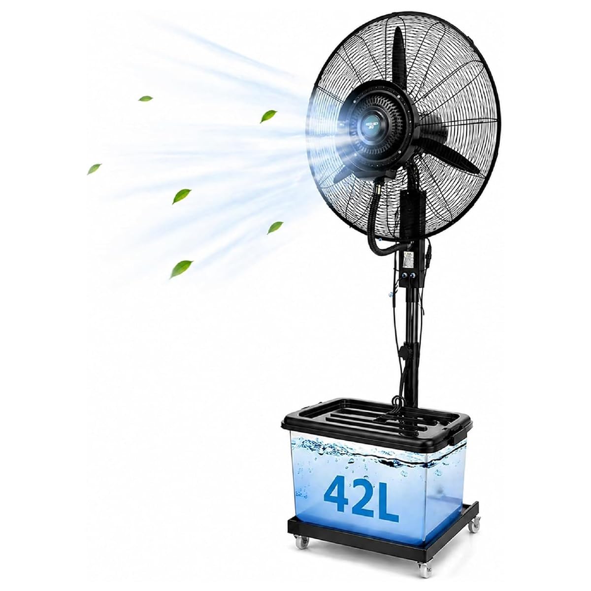 asdchZen Pedestal Misting Fan With 42L Tank, 90°Oscillation, 3 Speeds, Atomization Cooling For Garage Greenhouse, 25.6In,75cm/29.5in