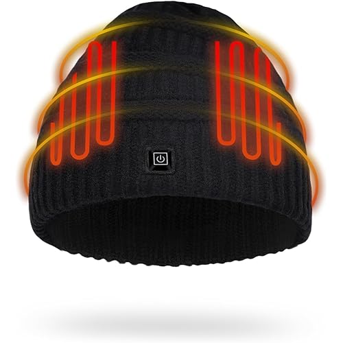 Battery Heated Beanie Hat，Heated Wnter Hat ，Electric Rechargeable Warm Winter Heated Fleece Cap