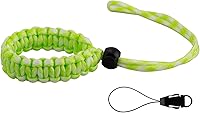 Vista 1 de Allzedream - Correa de muñeca para cámara, pulsera de paracaídas ajustable para teléfono celular DSLR binocular (verde claro y blanco), Verde claro