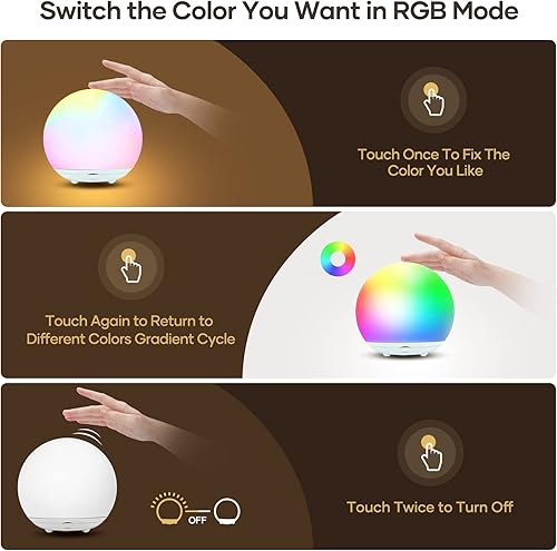 Miniatura 7 de Luz nocturna para niños lámpara regulable recargable por USB luz suave y cálida para lactancia sensor táctil y luces RGB que cambian de color para