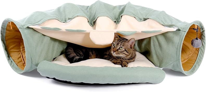 Amazon Pawz Road キャットトンネル 直径27cm 猫トンネル 猫ベッド ペットハウス おもちゃ オシャレ 折りたたみ式 猫遊宅 ストレス発散 運動不足 対策 猫用おもちゃ 猫 キャットトレーニング グリーン Pawz Road ハウス 通販