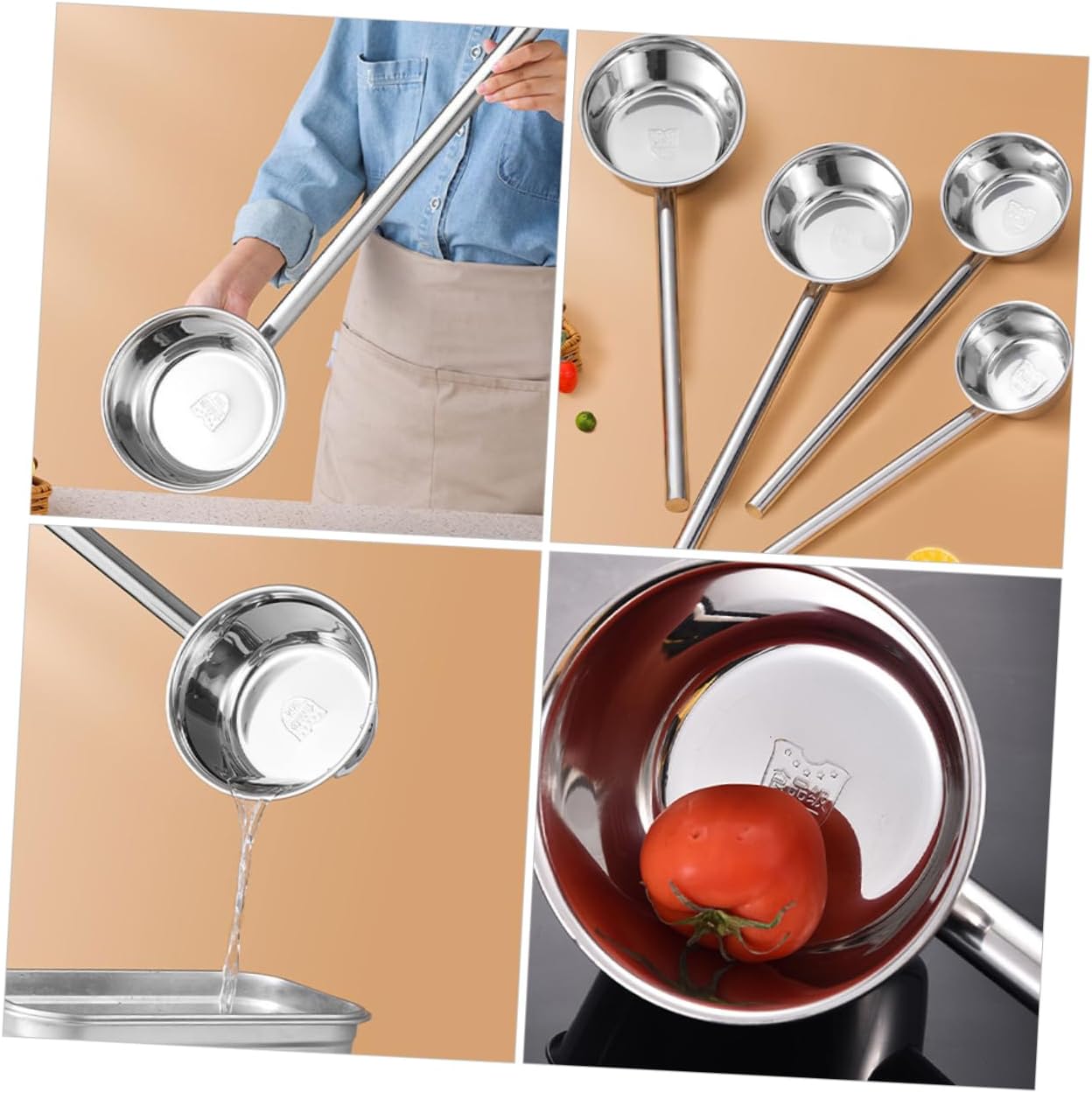 304 Stainless Steel Long Handle Ladle Multi-Use Water Spoon for Kitchen Garden and Canteen 1-Piece Convenient Water Scoop for Serving Soup and Liquid