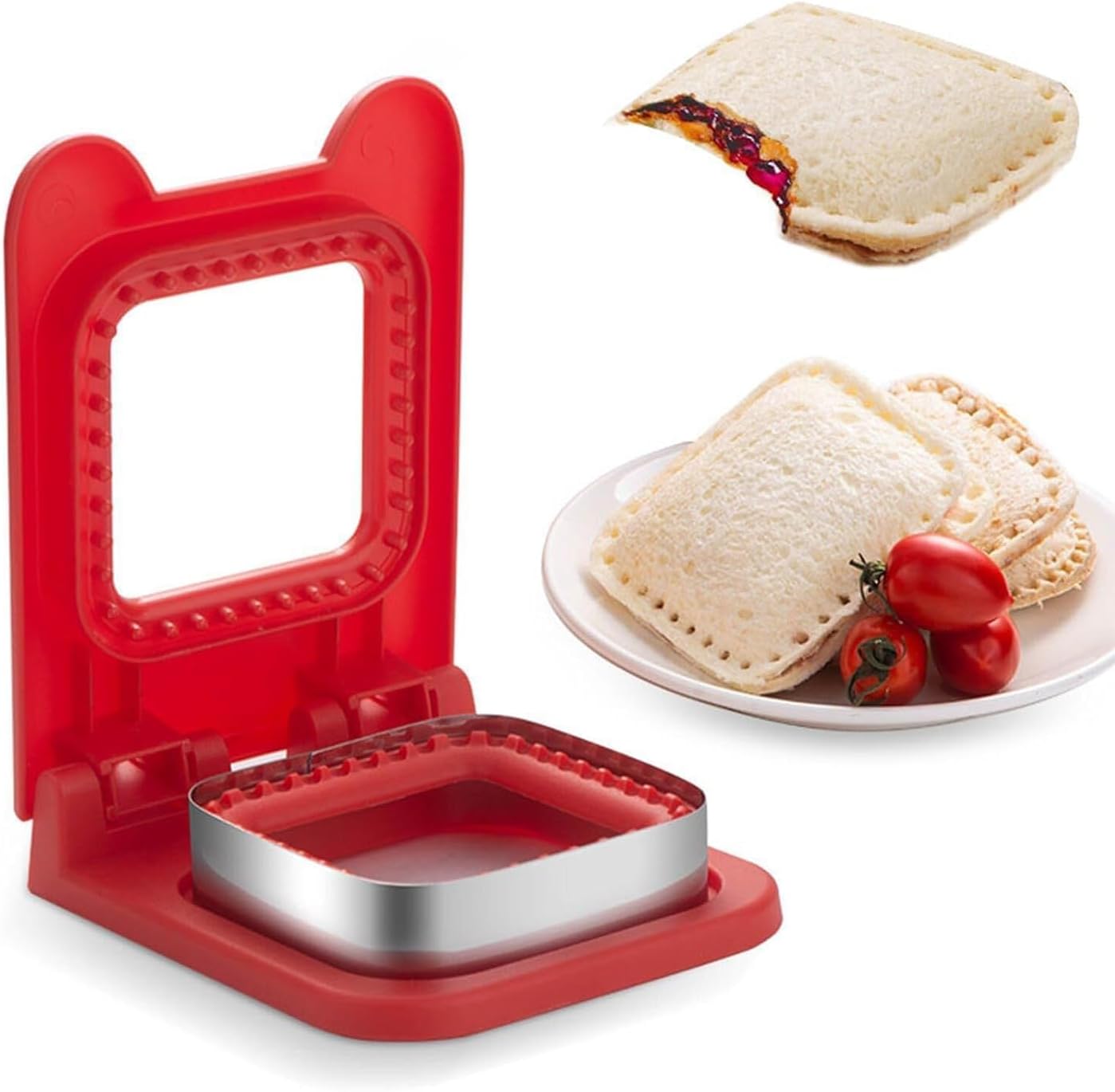 Stainless Steel Sandwich Cutter and Sealer Uncrustables Maker Crustable Bread Cutters Sandwich Decruster for Kids Back to School Bento Box Accessories. (BREAD CUTTER SQUARE)