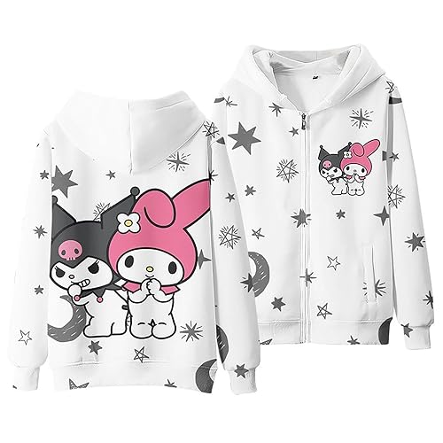 Women's Zip Up Hoodies Girls Kawaii Cartoon Zipper Hooded Sweatshirts