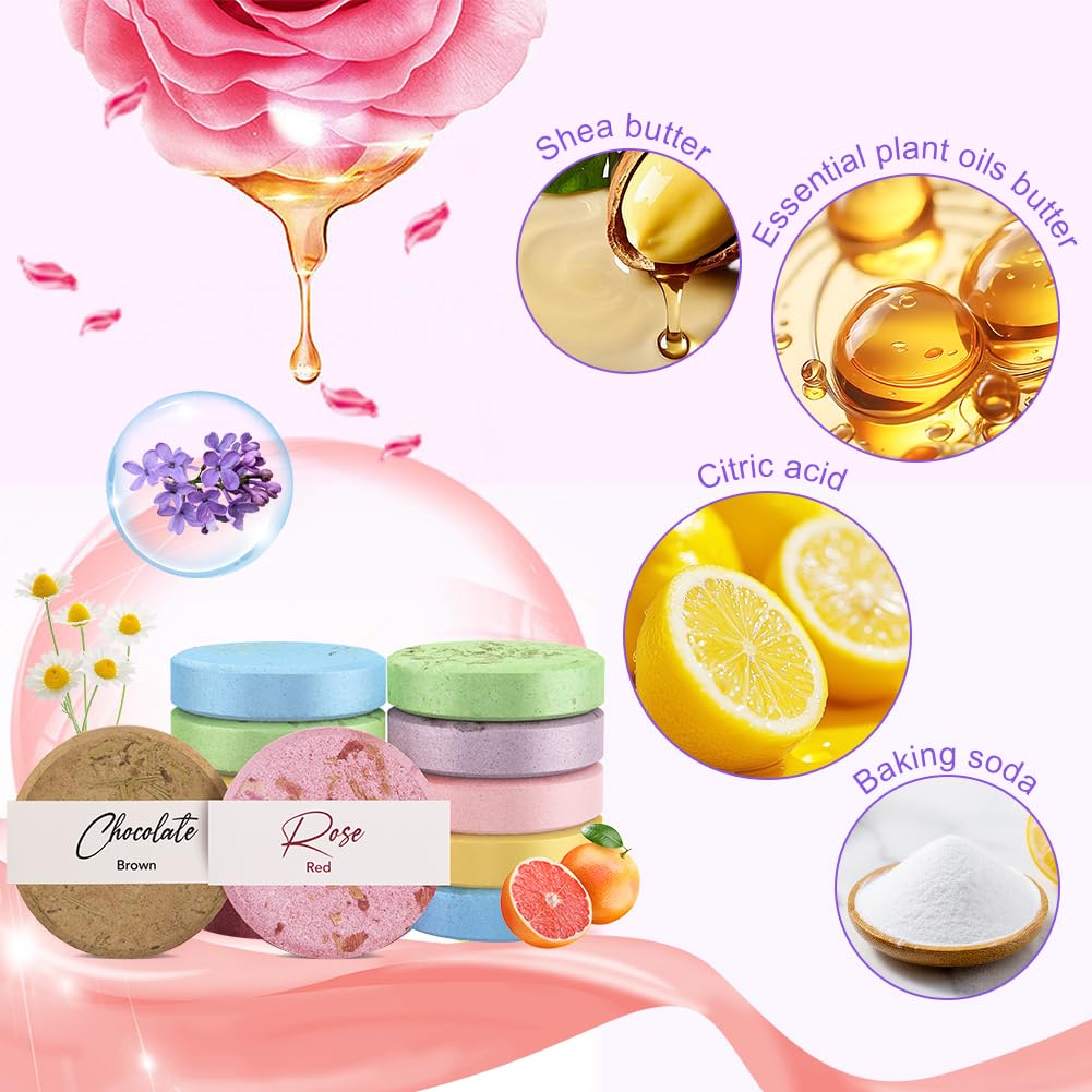 Bombe da Bagno, 12 pcs Set di Sali da Bagno, Shower Bomb Con Oli Essenziali Naturali, Aromaterapia Bombe da Doccia, Profumo Floreale Bath Bomb, Adatto Ragazza Donna Bambini(A)
