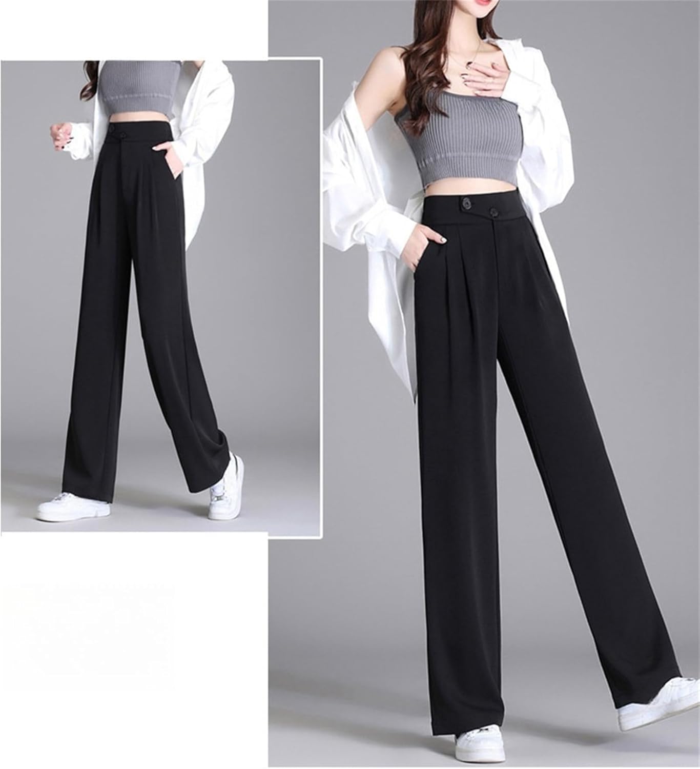 Perfect Drape High Rise Pull-On Stretch Pants, Womens Pants Elastic Waistband Lightweight and Breathable