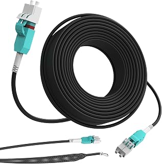 50M/165FT OM3/OM4 LC to LC Outdoor Armored Fiber Optic Patch Cable, Multimode Duplex 50/125μm, 10Gb/40Gb/100Gb, Industrial TPU Jacket, Direct Burial, Uniboot, MMF, OD 5mm, Pulling Eye Kit Installed
