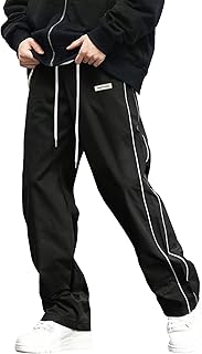 Men's Track Pants Straight Leg Acitve Streetwear Elastic Waist Parachute...