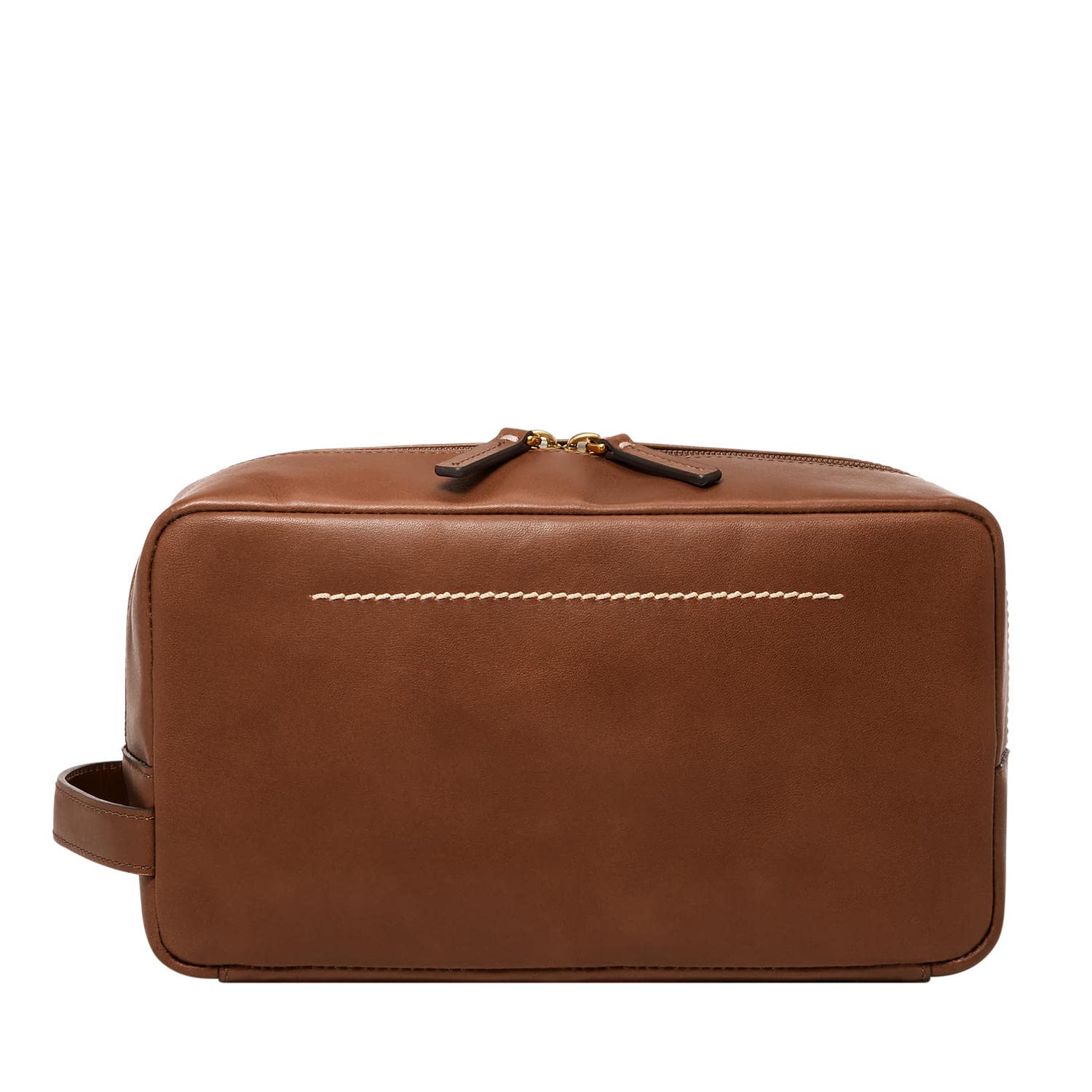 Fossil Men's Leather Travel Toiletry Bag Shave Dopp Kit, Westover Brown, One Size