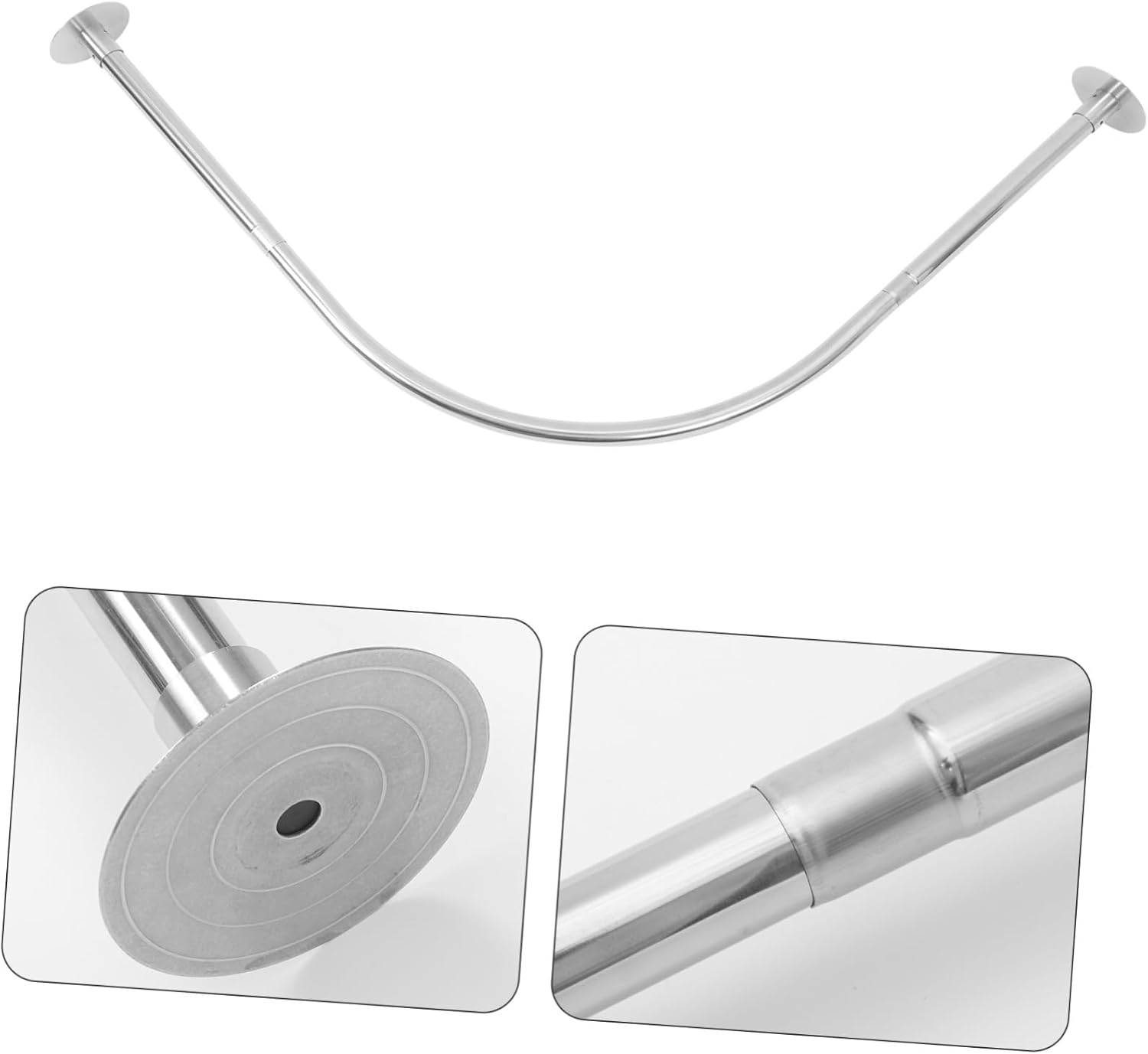 Curved Tension Shower Curtain Rod Adjustable Expandable No Drilling Design for Easy Installation Bathrooms Kitchens and Living Spaces Made of