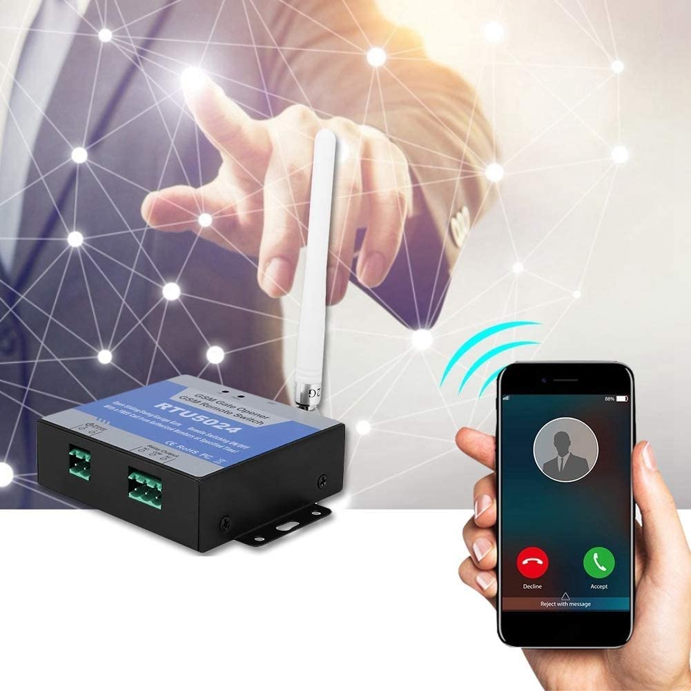 RTU5024 Actualización GSM Abridor Puerta GSM Abridor Puerta Garaje Control Remoto, Interruptor Apagado Llamada Gratuita SMS, DC 9‑24V Interruptor Relé Control Remoto Inalámbrico