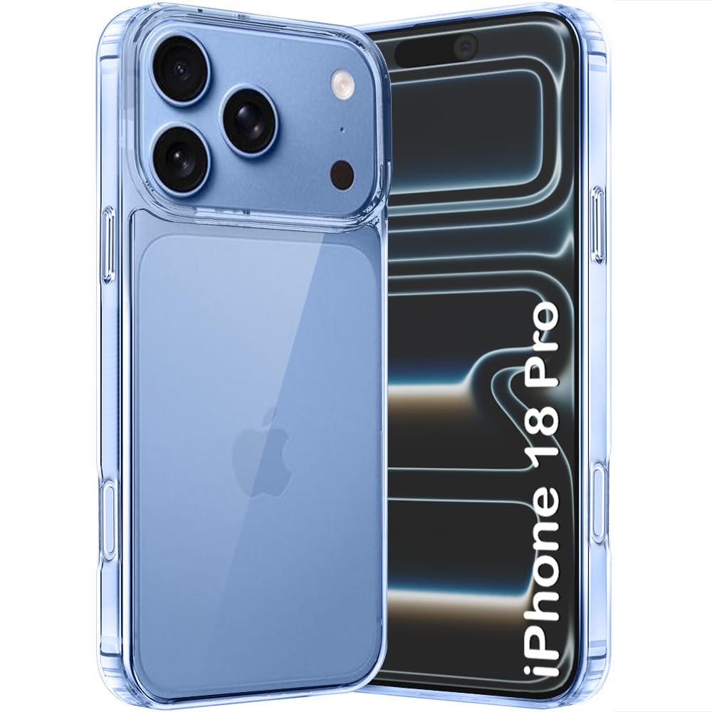 TheGiftKart Ultra-Hybrid Crystal Clear Back Case Cover for iPhone XVIII Pro | Shockproof Design | Camera Protection Bump | Hard Clear Back | Bumper Cover for iPhone XVIII Pro (PC & TPU, Transparent)