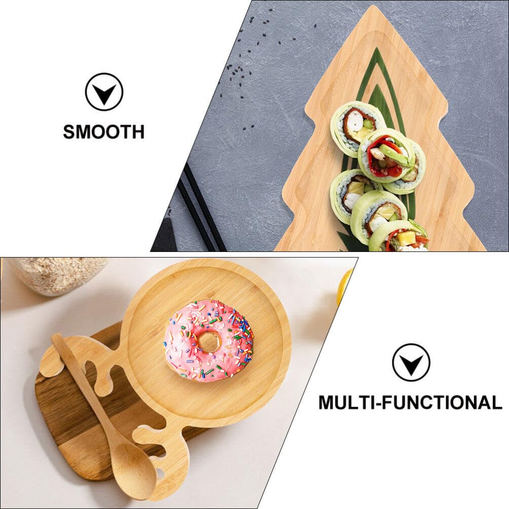 Kichvoe Christmas Tree Plates Wooden Charcuterie Boards Reindeer Serving Trays Wooden Appetizer Tray Christmas Tree Shaped Plate Sushi Dish 3pcs - Image 4