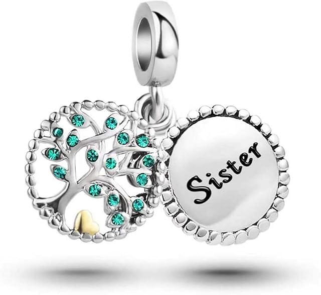 KunBead Jewelry Love Heart Family Tree Charms for Women Girls Sister Daughter Mum Grandma Wife Charm for Bracelets