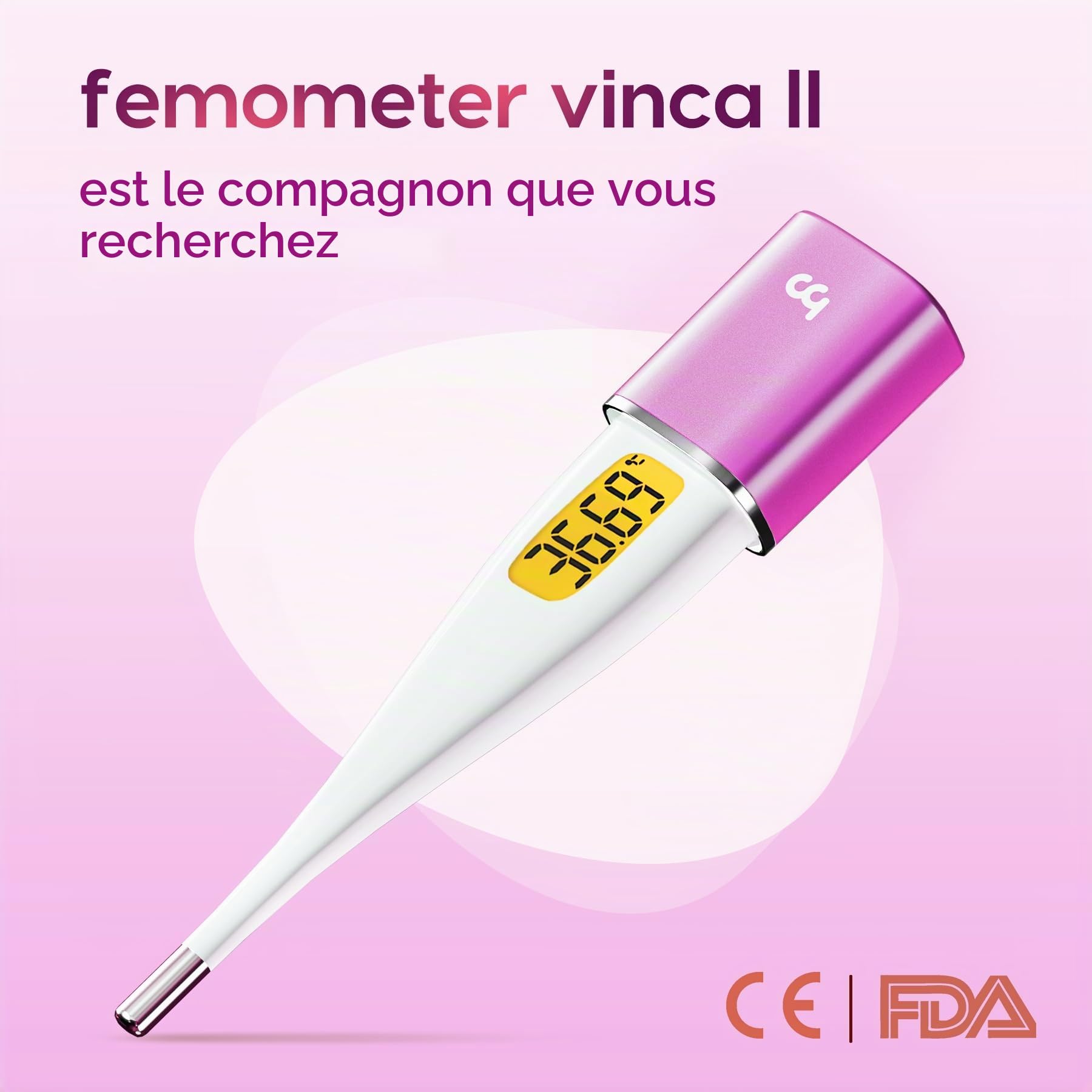Femometer Thermomètre Basal Intelligent - Suivi Précis de l'Ovulation par la Méthode de la Courbe de Température - Connecté à l'Appli, Enregistrement Automatique, pour Tomber Enceinte Rapidement