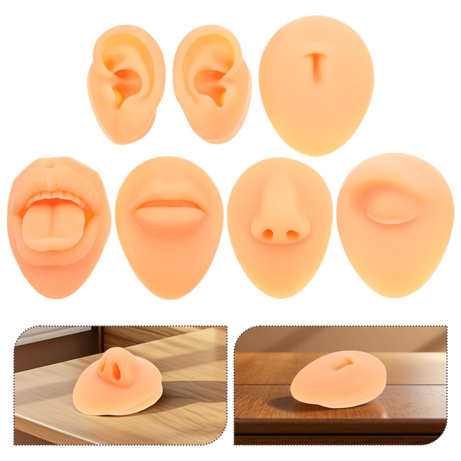 Set 1 Realistica in Silicone per Pratica Piercing Orecchie, Naso, Bocca e Lingua, Design Flessibile e Facile da Pulire per Saloni di Bellezza e Uso Personale