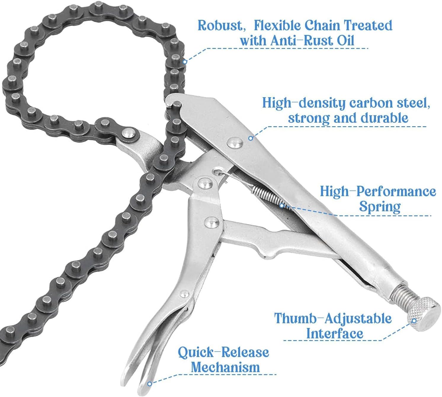 2 Pcs Locking Chain Clamp 9-Inch Locking Chain Pliers with 31.5 Inch Long Chain Carbon Steel Locking Chain Plier Industrial Pipe Vise Chain Wrench for Pipe Fitting ‎Plumbing Woodworking Welding