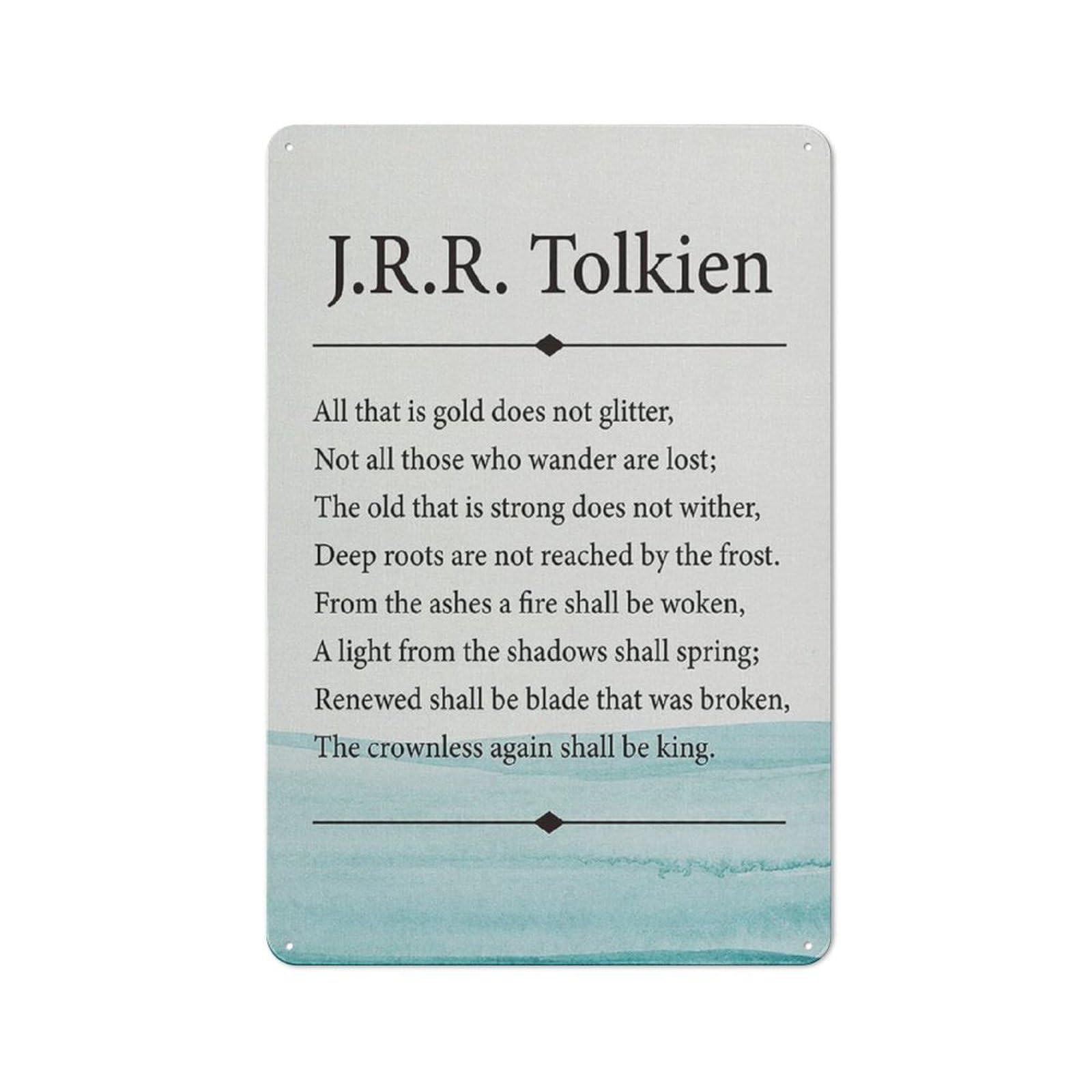 ACDOET Rustic Metal Tin Sign Inspirational Wall Art J.R.R. Tolkien Quote All That Is Gold Is Not Glitter Painting Prints For Home Living Room Wall Decor Life Quote Artwork Gifts 8x12 Inch
