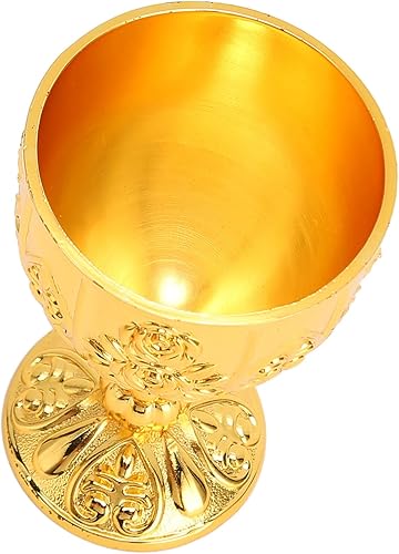 Miniatura 9 de Pssopp Copa de vino de metal en relieve, cáliz vintage, copa de vino real, medieval, tamaño pequeño, para bar, hogar (dorado)