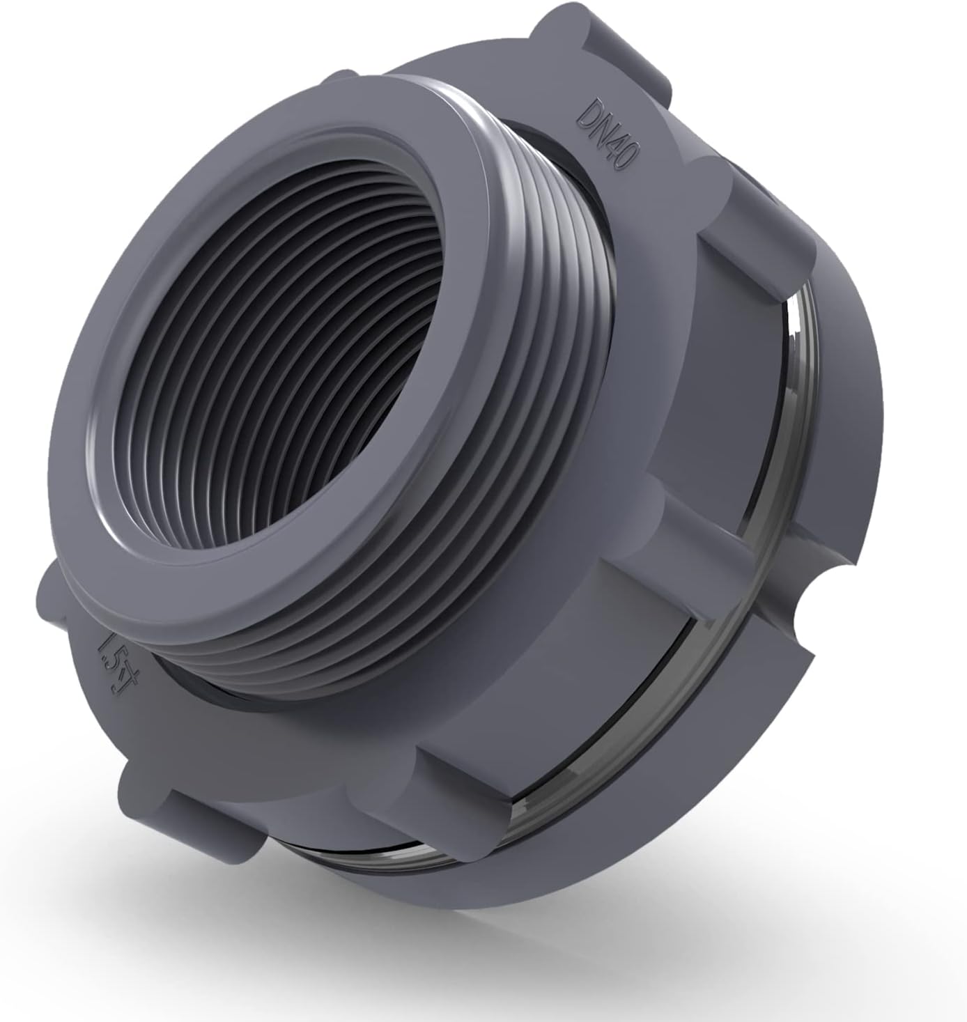 2PCS Black PVC 1-1/2'' Bulkhead Tank Connector Adapter Fitting with Gasket for Water Tank, Rain barrels, Aquariums, Bathtubs and Sink
