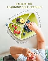 Vista 3 de Newest Toddler Suction Plates for Baby, 100% Food Grade Silicone Baby Plates with Spoon & Fork Set BPA Free, Divided Toddler Plate with Utensils for