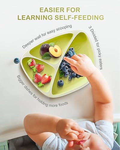 Miniatura 3 de Newest Toddler Suction Plates for Baby, 100% Food Grade Silicone Baby Plates with Spoon & Fork Set BPA Free, Divided Toddler Plate with Utensils for