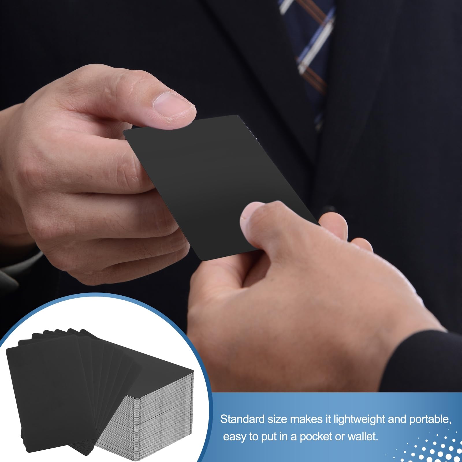 QUARKZMAN 200pcs Cartes De Visite Métalliques paisseur 0mm Noir Mat