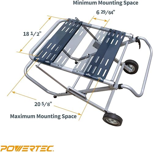Miniatura 4 de POWERTEC MT4009 - Soporte para sierra de mesa plegable y POWERTEC MT4000 con ruedas de 8 pulgadas y tomas de corriente de 110 V, soportes