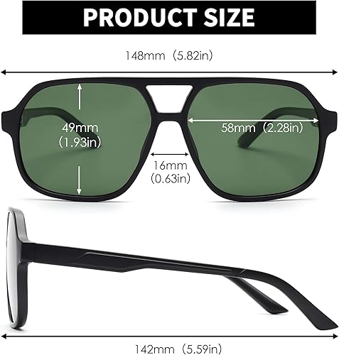 Miniatura 6 de GLINDAR Gafas de sol polarizadas estilo aviador para hombre y mujer gafas cuadradas de gran tamaño vintage