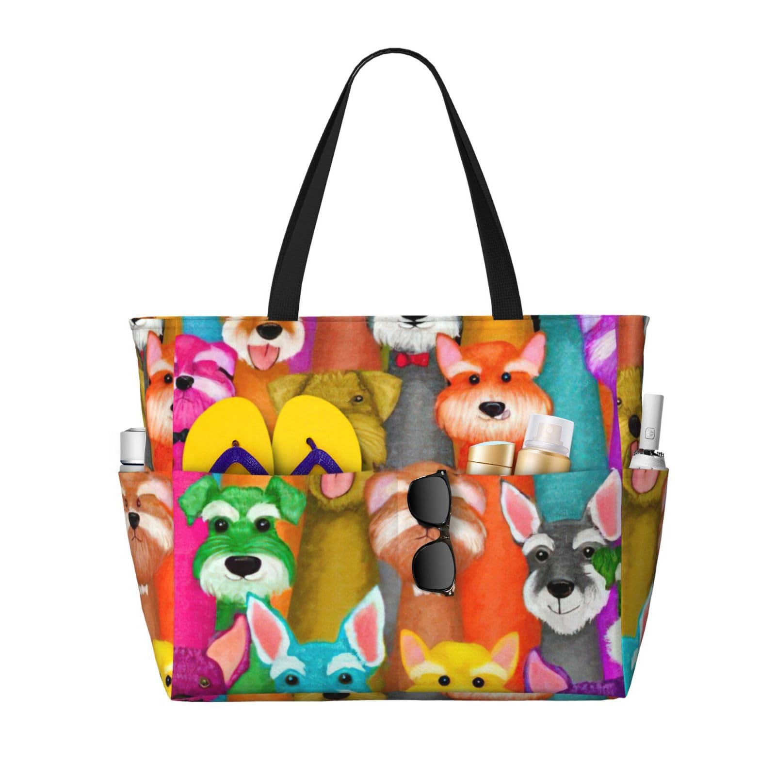 Bolsa de playa con tierno estampado de Schnauzer para amantes de los perros 8