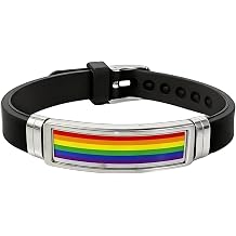 Fuqimanman2020 LGBTQ Pride Rainbow Flag Wristband Bracelets for Gays Lesbians Adjustable Silicone LGBT Bracelets