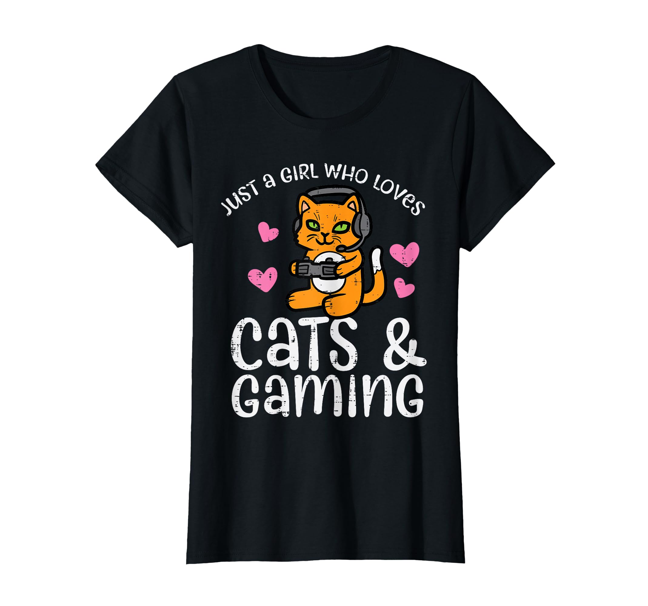 Just Girl Who Loves Cats Gaming Cute Gamer Women Girls Kids T-Shirt
