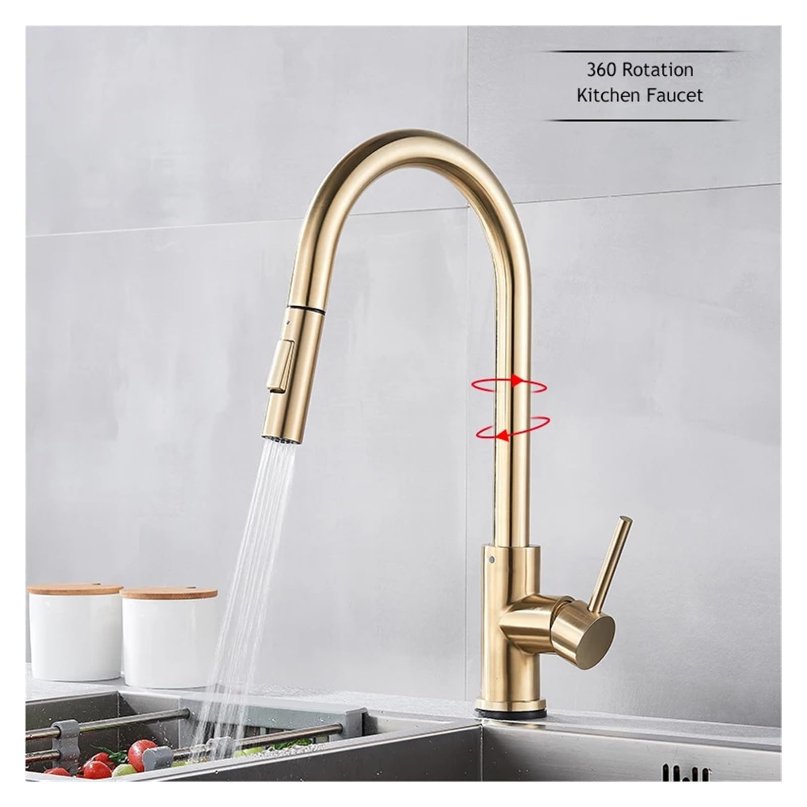ISCBAFYX Grifo de Cocina extraíble Giratorio de 360 ​​Grados - Grifo Monomando para Agua fría y Caliente