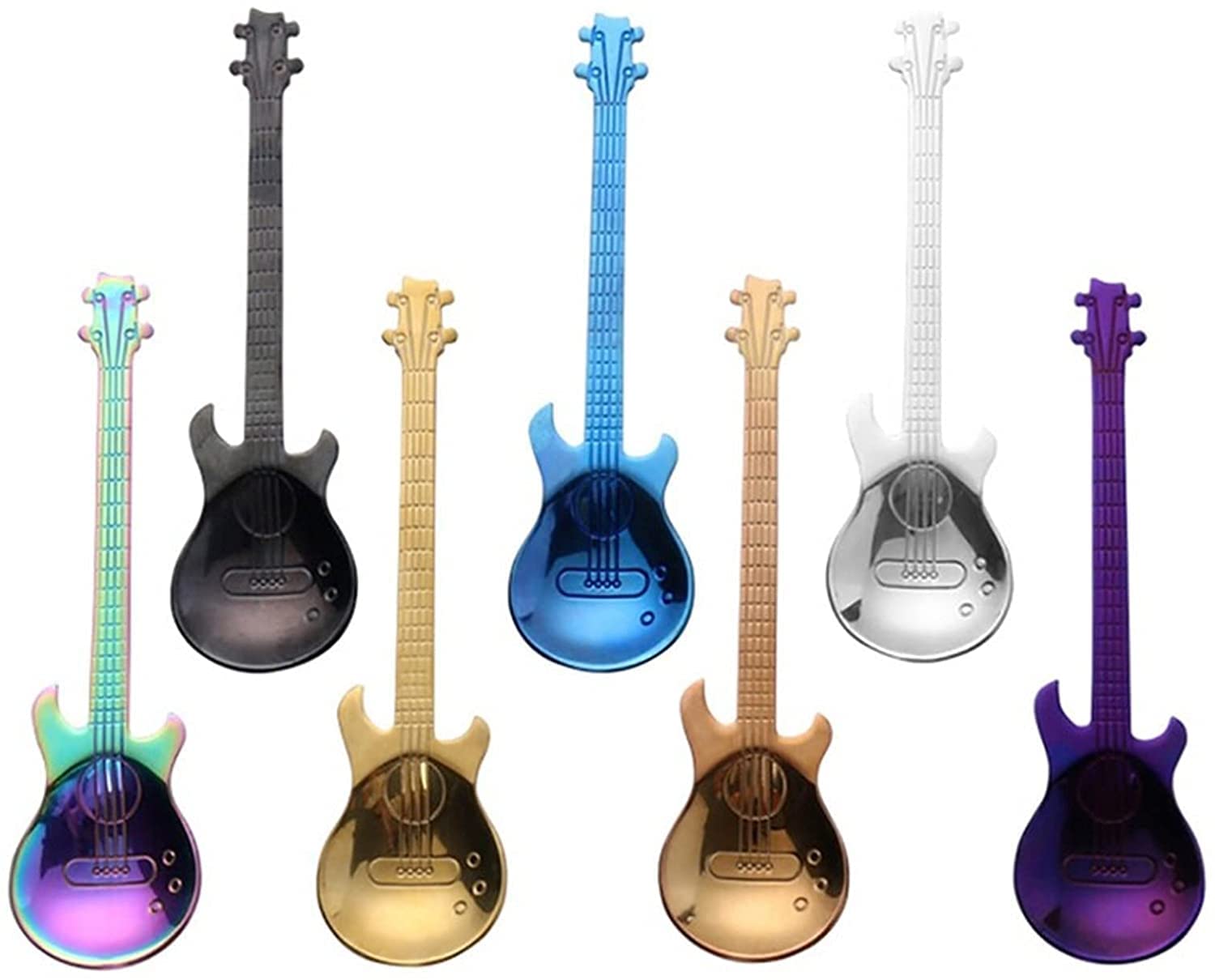 Löffel Restaurants Netter Edelstahl Gitarre Löffel Kaffee Küchenzubehör Musik Kaffeezubehör Home Küchentisch Geschirr Esslöffel Hause(Spoon Blue)