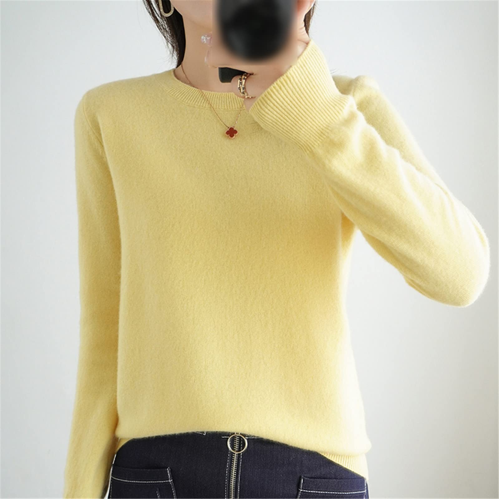 100% Lana Cashmere Maglione Donne O Collo Pullover Casual Maglia Top Autunno Inverno Cappotto