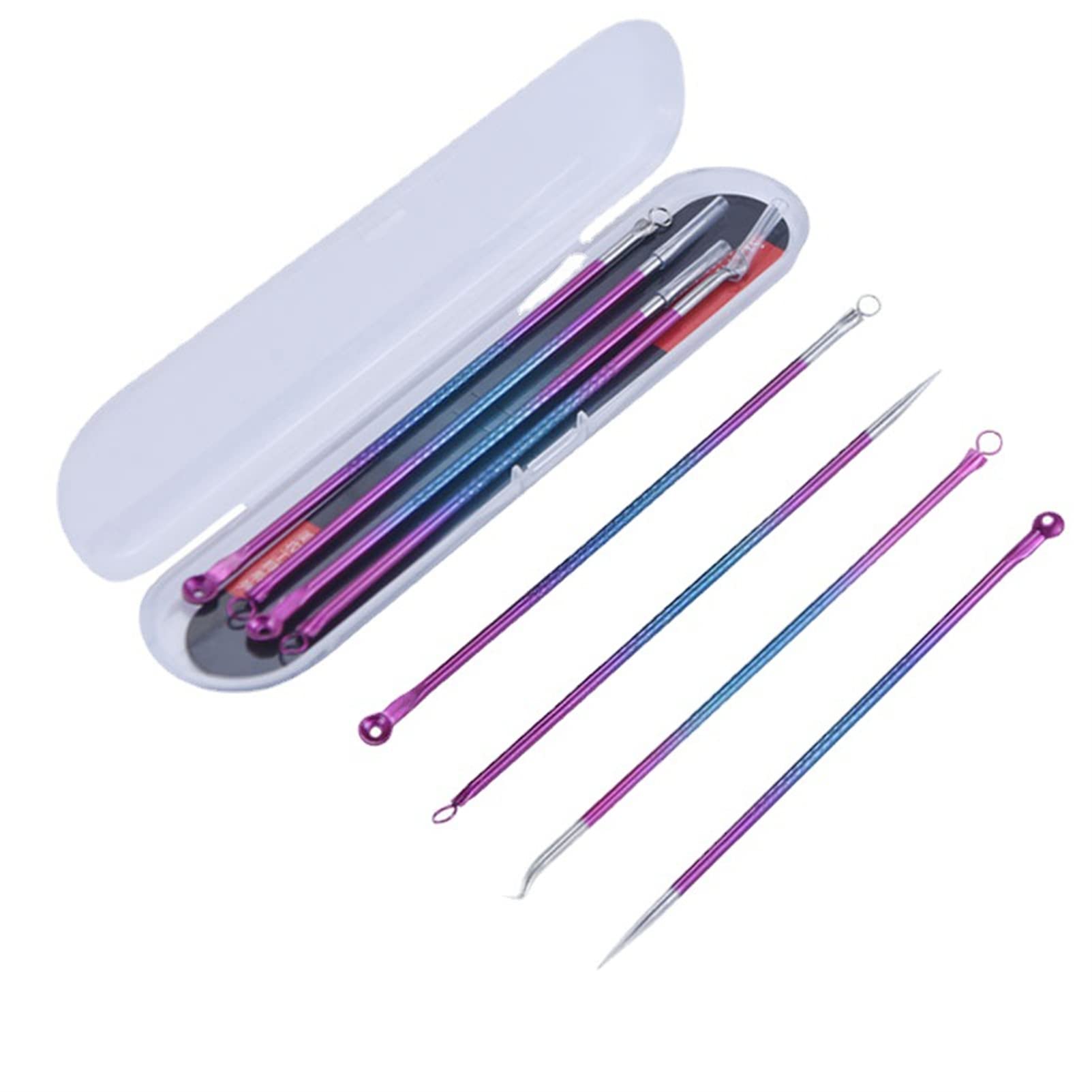 Blackhead Remover Tool Kit,4 Pieces Comedone Extractor Tool Blemish Whitehead Removal Acne Needle Pimple Spot Popper Stainless Steel (Colorful)