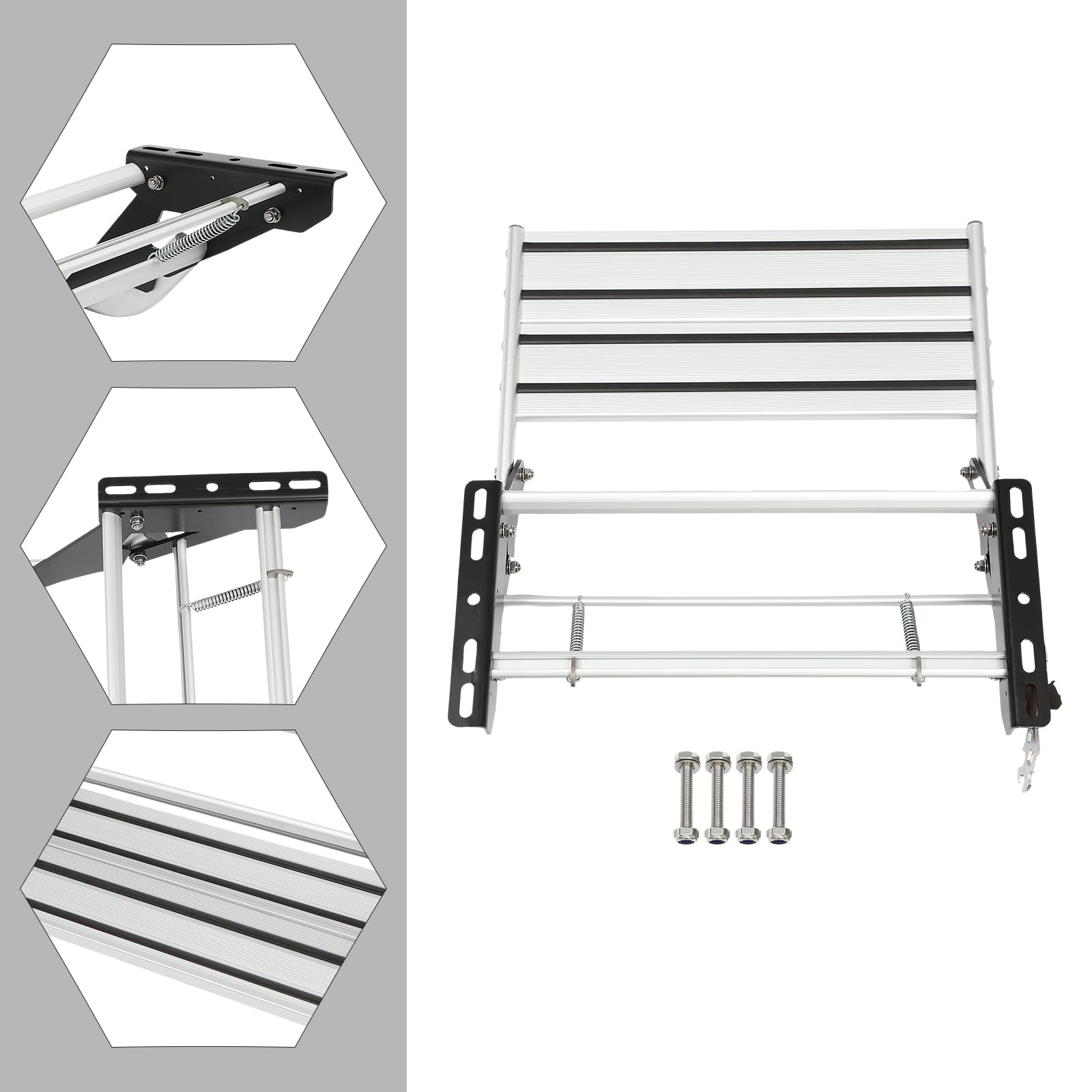 Escalier de camping-car pliable et stable pour camping-cars, remorques de voyage et camions - Argenté/noir