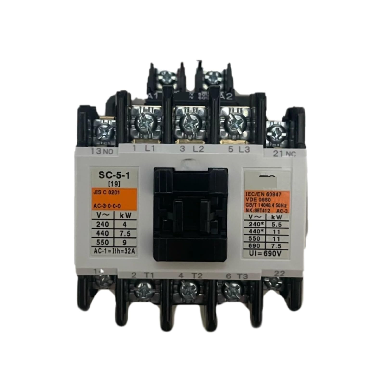 Contacteur électromagnétique AC110V SC-5-1 1NO 1NC pour circuit de commande monophasé