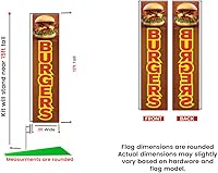 Vista 3 de Bandera rectangular de plumas de hamburguesas con kit de poste de 15 pies y punta de tierra, letrero perfecto para restaurantes, camiones de comida
