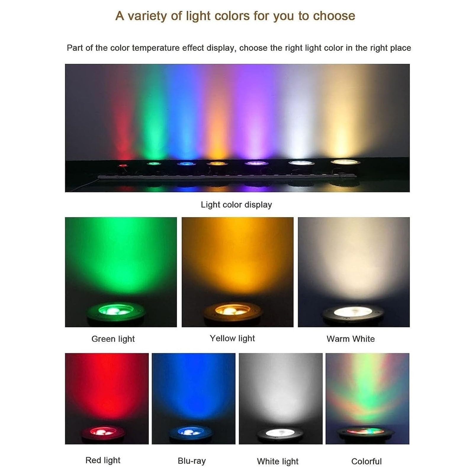 Fontana a LED sommergibile - Luce subacquea a LED for piscina, Faretto subacqueo impermeabile IP68, Luci da incasso for giochi d'acqua da 12 V, Faretto a LED, for laghetto, Illuminazione subacquea